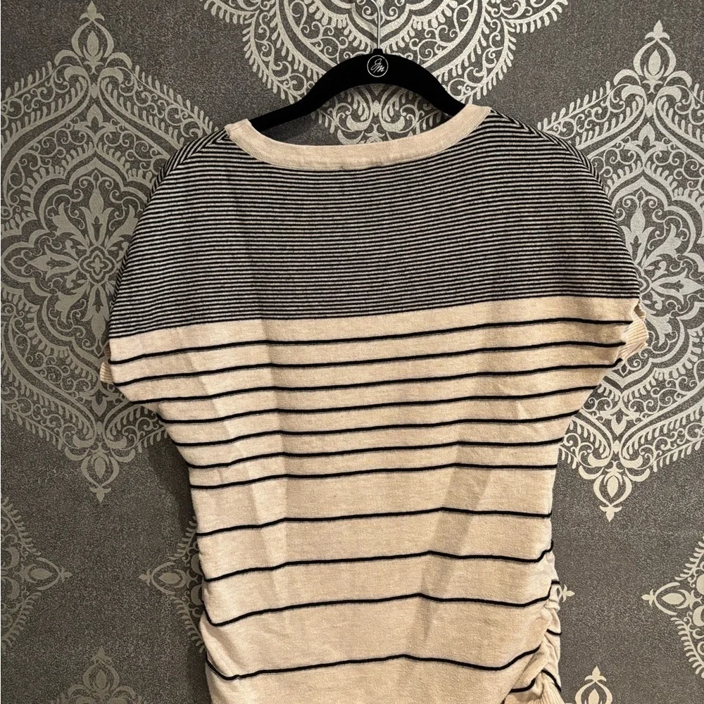 The Limited Black and Cream Striped Short Sleeve Top - Picture 2 of 3